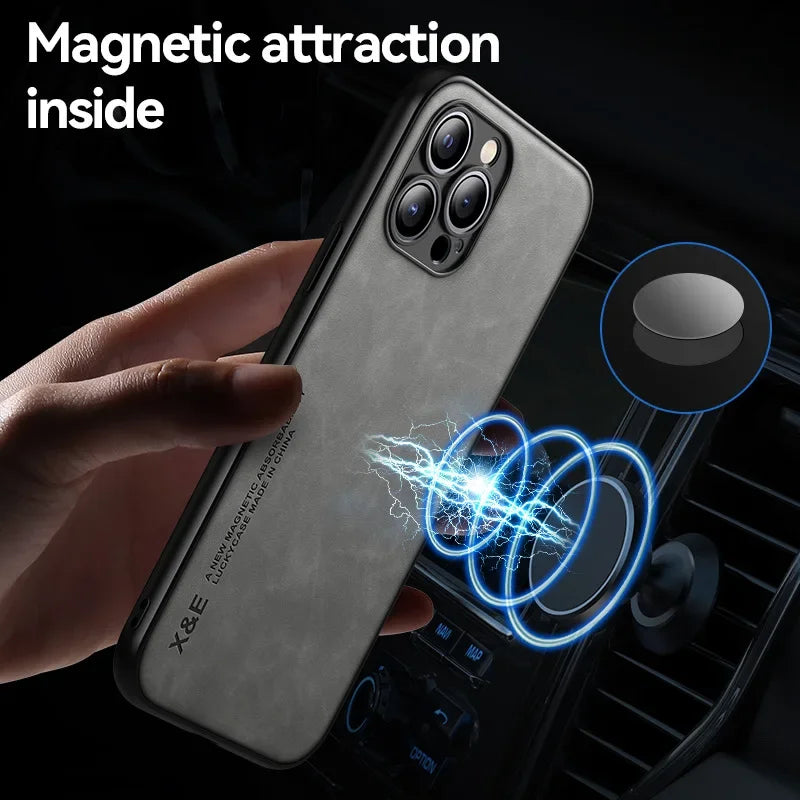 Magnetic Leather Cover | all iPhone from 16 to 11